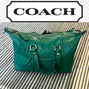 Coach Green Leather Tote Bag